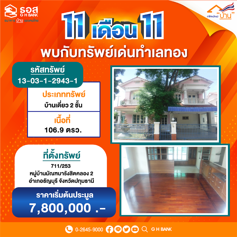 ธอส. จัดมหกรรม 11.11 ประมูลบ้านออนไลน์ คัด 111 ทรัพย์เด่น ลดสูงสุดถึง 40%